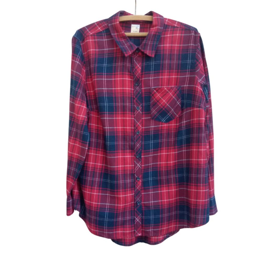 Terra & Sky plaid flannel shirt sz 0X 14W